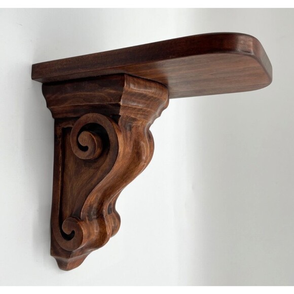 2 Vintage Solid Wood Corbels Brackets Bookends Mantel/Bar/Shelf 7" x 7" x 4.5" - Picture 3 of 13